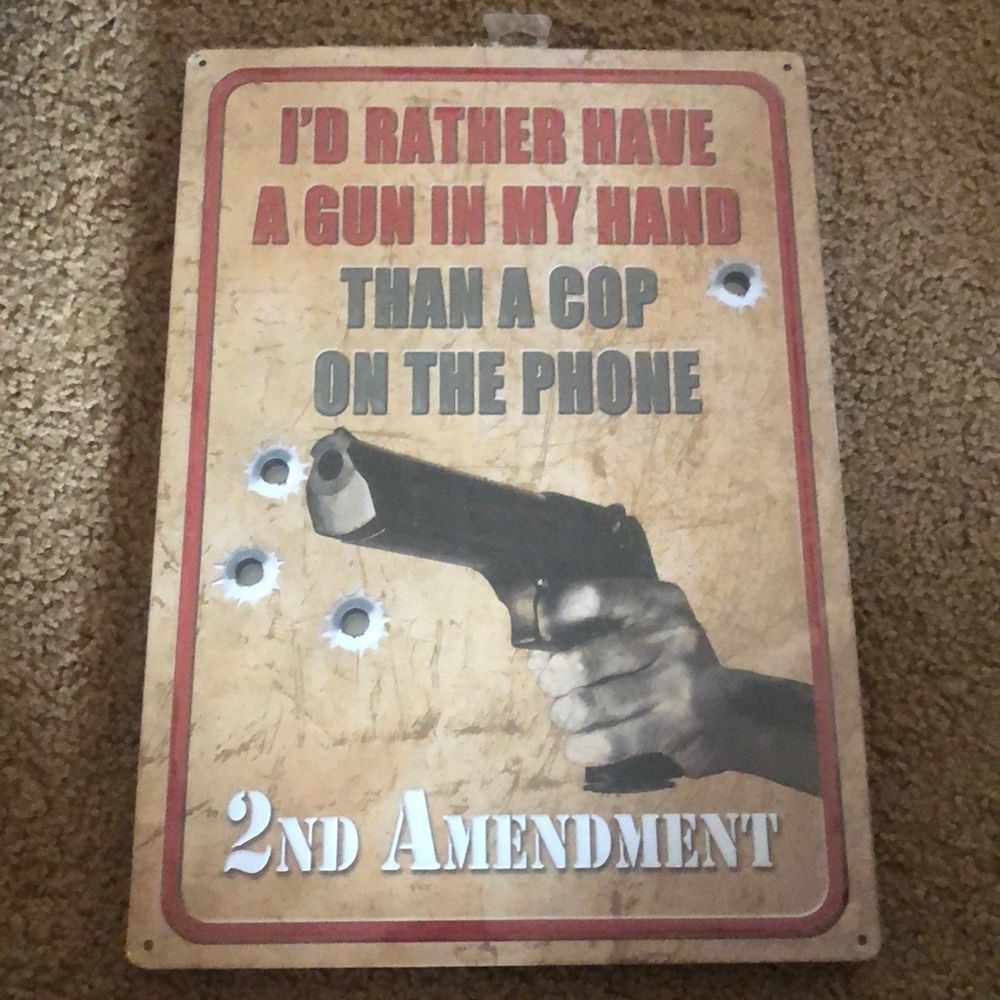 Tin sign- in hand